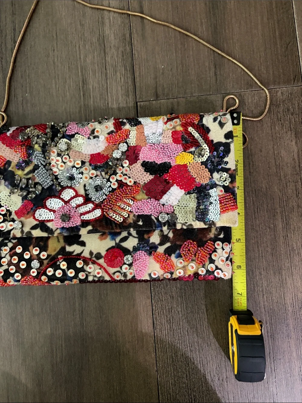 Lulus Beaded Floral Multicolor Fold-Over Crossbody Clutch